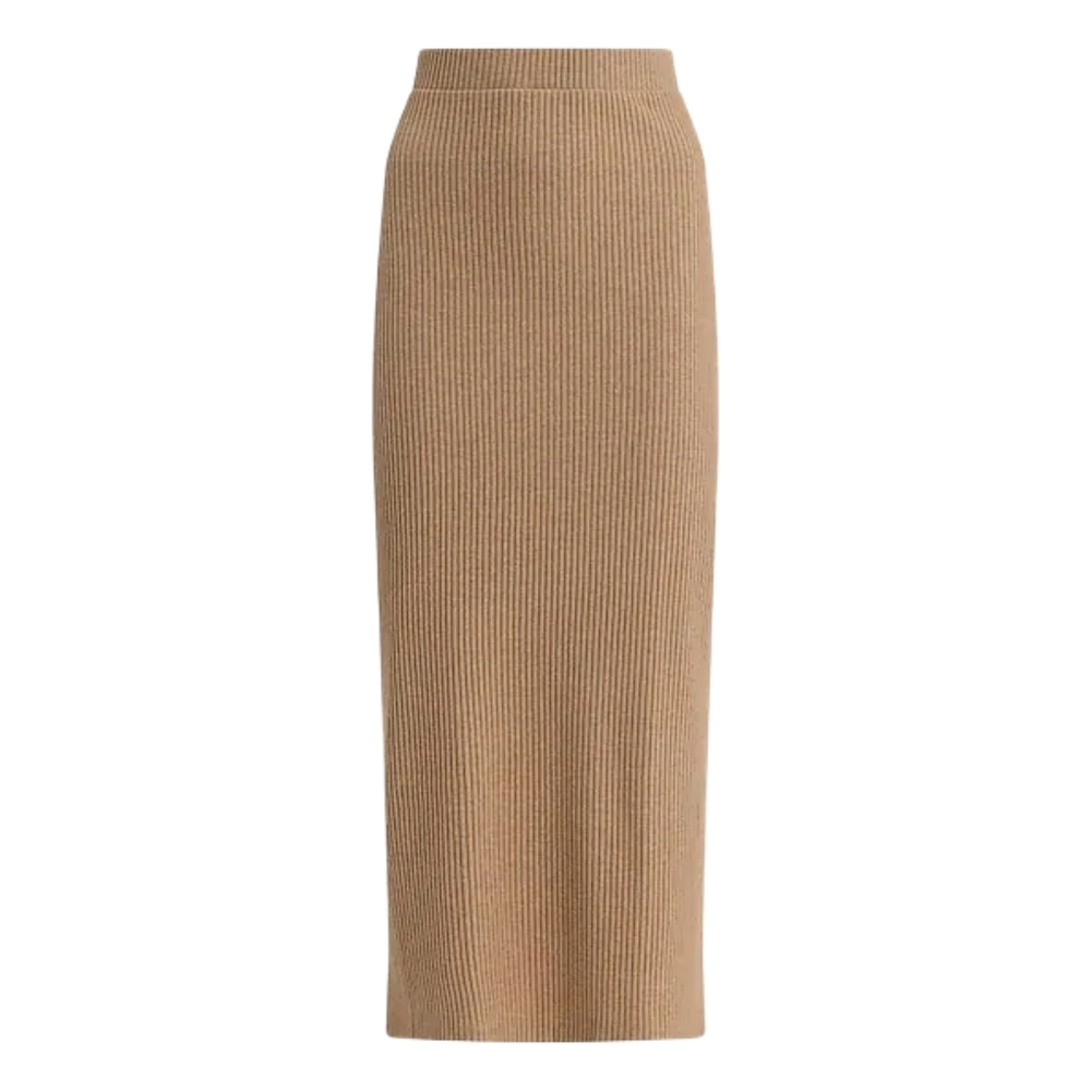 Express Tan Ribbed Knit Skirt, Sz L - Picture 3 of 4